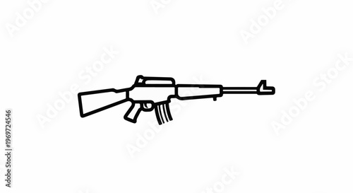 Line drawing of a rifle with a magazine and sight