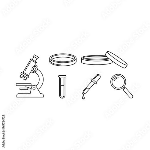 A microscope and various scientific tools Vector