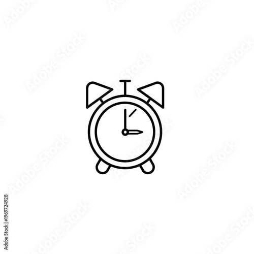 A black line drawing of an alarm clock Vector