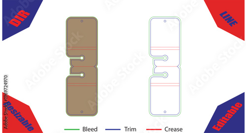 Orange and white paperboard packaging templates with bleed trim and crease lines