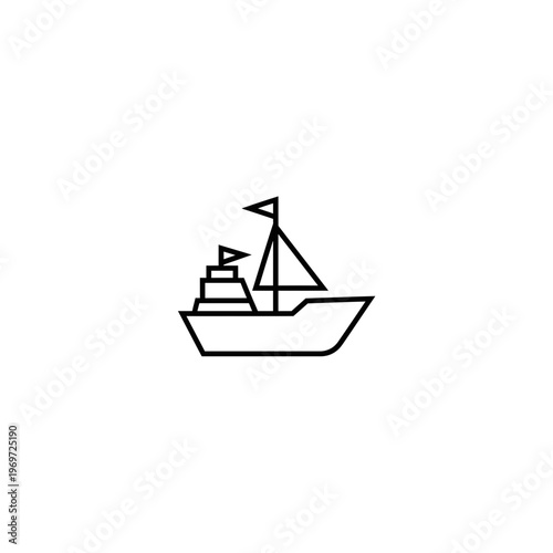 A small sailboat with a flag on the mast Vector