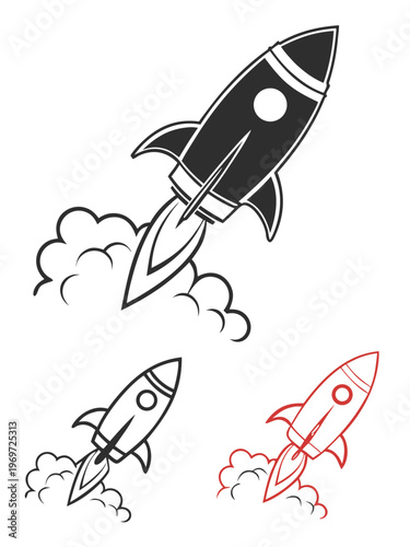 Dynamic Rocket Launch with Smoke Trail - Space Exploration and Startup Success Vector