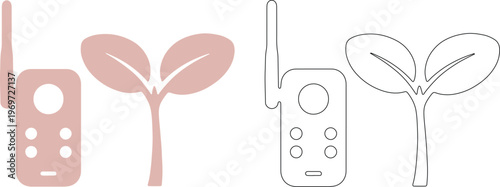 Weather sensor silhouettes with seedling plants