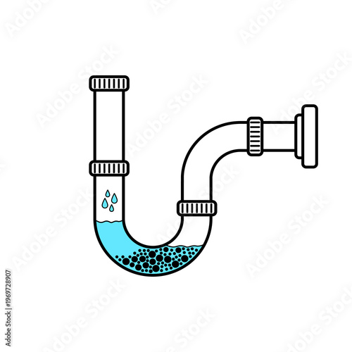 Clogged pipe icon, Blocked drain icon. Element for design isolated on white background, for web and app. Flat vector illustration
