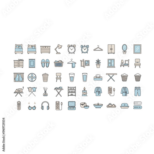 A collection of various bathroom icons