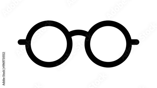 Classic round eyeglasses with black frame and arms Vector