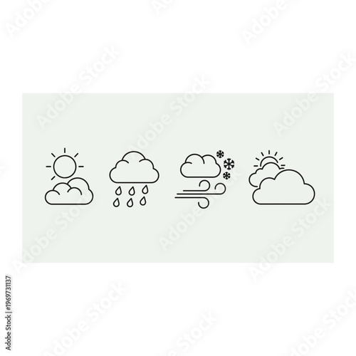 A set of four weather icons showing different conditions