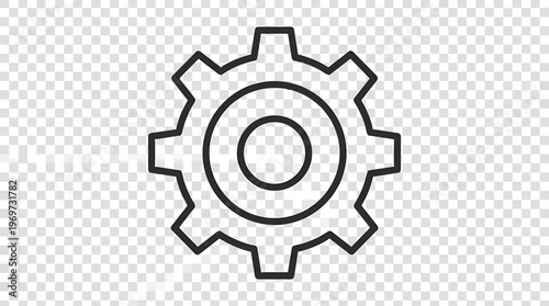 Gear icon, cogwheel symbol, mechanical gear, engineering icon, black outline