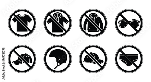 Prohibited items clothing accessories and personal belongings signs
