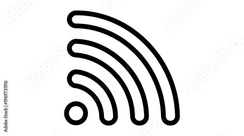 WiFi signal icon, wireless network symbol, internet connectivity sign, black line art
