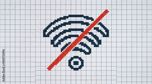 No WiFi, offline, signal icon, vector, red line, blue symbol