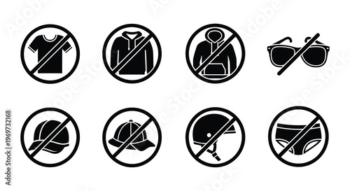Prohibited items clothing accessories and personal belongings signs