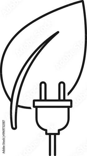 Eco friendly energy concept with leaf and power plug