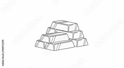 Stacked metallic bars drawn in a simple, outline sketch style against white