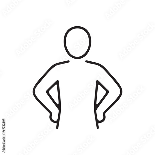 Minimalist human body language showing hands on hips pose minimalist outline icon vector