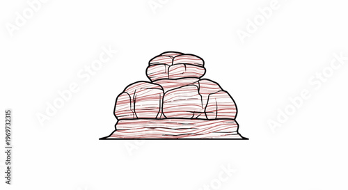 Stacked striped rocks with a solid black outline on white background