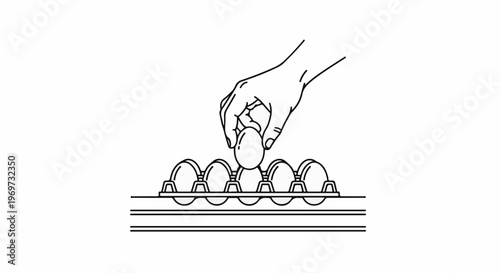 Hand placing an egg into a carton