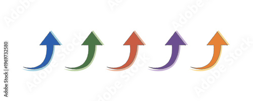 Rising Arrow Icon Set with Rough Outlines and Retro Muted Colors