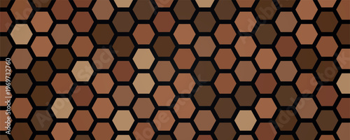 Hexagonal wall vector background. Brown hexagonal background