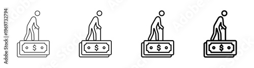 Retirement Fund Planning and Pension Savings Concept with Elderly Person Icon Line Art Vector Illustration Editable