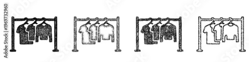 Sketch clothing rack icon design set