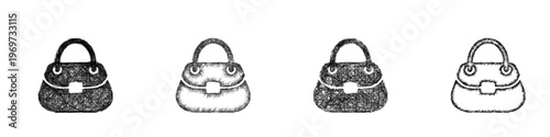 Sketch handbag icon design set