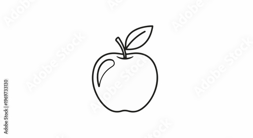 Simple outline of an apple with a stem and leaf