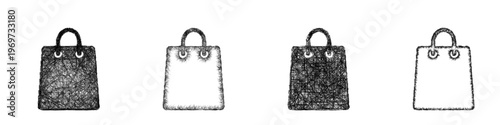 Sketch shopping bag icon design set