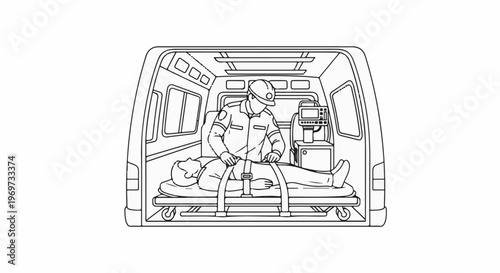 Paramedic attending to patient on stretcher inside ambulance (1)