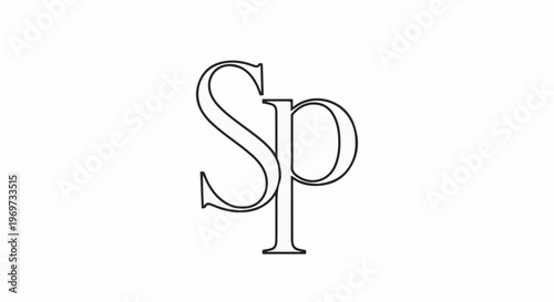 Elegant serif font monogram of letters S and P