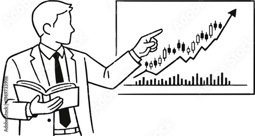 business man analysis a graph vector design 