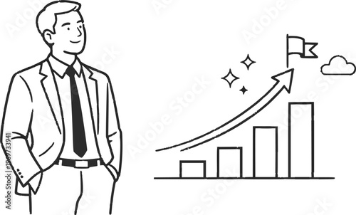 businessman drawing graph analysis vector example 