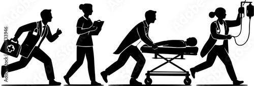 Medical team ready silhouette vector design 