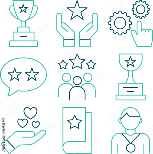 Success Awards Recognition Line Icons