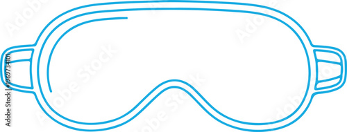 Blue Line Drawing of Ski Goggles on White Background
