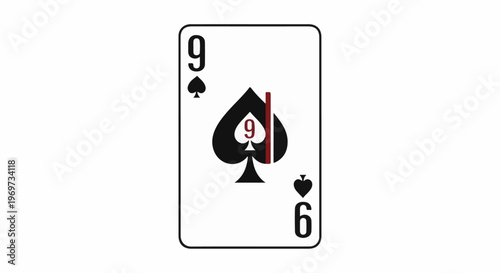 Playing card with a spade symbol and the number nine