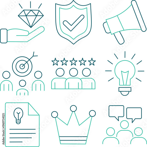 Creative Thinking Line Icon Set