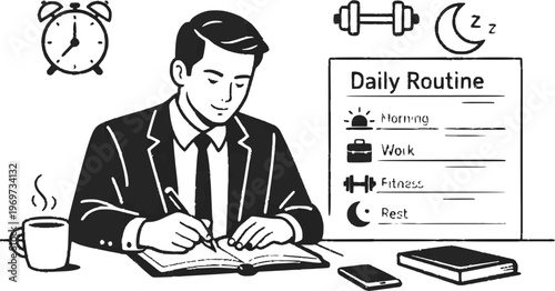 businessman and Daily routine vector design 