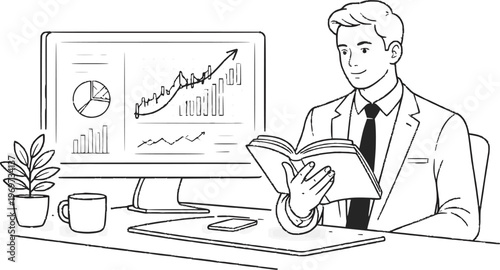 businessman drawing chart analysis growth vector design 