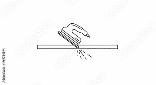 Power sander smoothing a wooden surface, creating dust