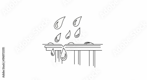 Rain falling and dripping from a structure with supports