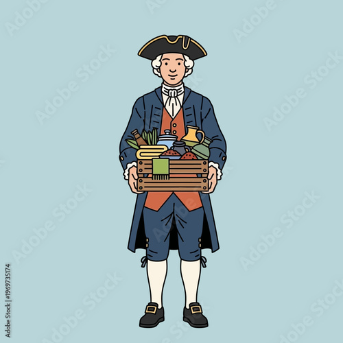 18th Century Man with Crate of Goods