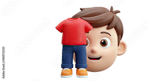 3D Cartoon Boy's Outfit and Head