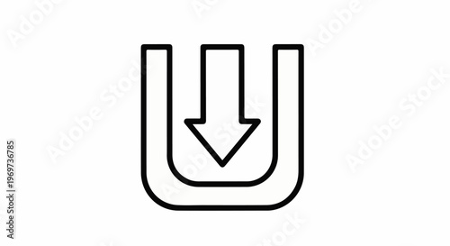 Simple black outline of a download icon with an arrow pointing down