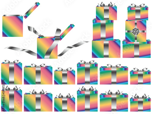 プレゼント箱横、虹、2銀