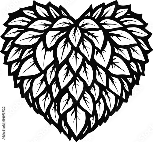 A meticulously crafted heart formed entirely from elegant leaves, symbolizing nature's inherent beauty, and offering a compelling emblem of organic simplicity.