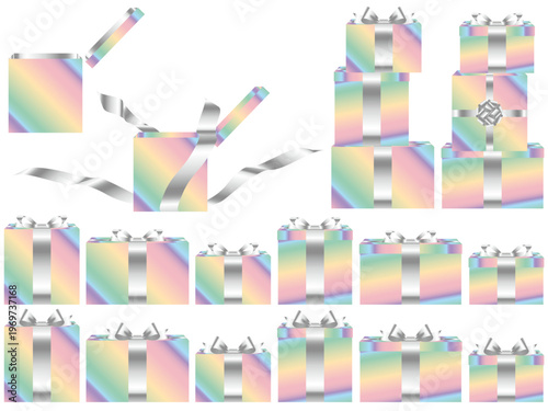 プレゼント箱横、虹、6白