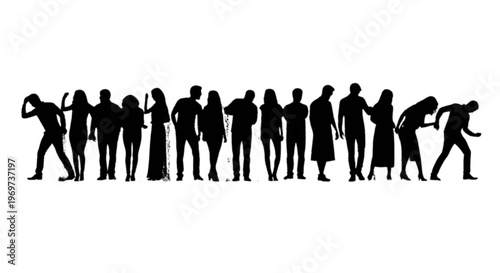 A group of people standing in a line