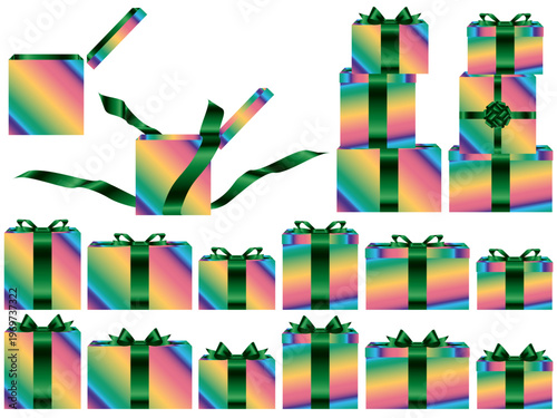 プレゼント箱横、虹、17緑