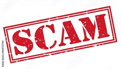 Red Scam Stamp with Bold Distressed Design